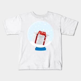 Snow Globe With White Red Gift Box Kids T-Shirt